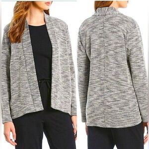 Eileen Fisher Marled Knit Open Cardigan Blazer Size Medium Minimalist Office